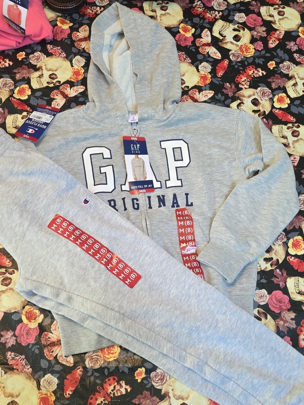 GAP Light Gray Kids Hooded Zip-Up Sweatshirt with Original Logo